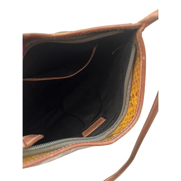 MAXX NEW YORK Yellow Snake Print Leather Vintage Shoulder Bag - Picture 4 of 8